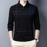 Ymwmhu 2020 New Arrival Men Thick Polo Shirt Striped Casual Autumn and Spring Warm Clothing Korean Business Polo Shirt